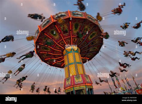 Amusement Park Rides At A Local Fairgrounds Stock Photo Alamy