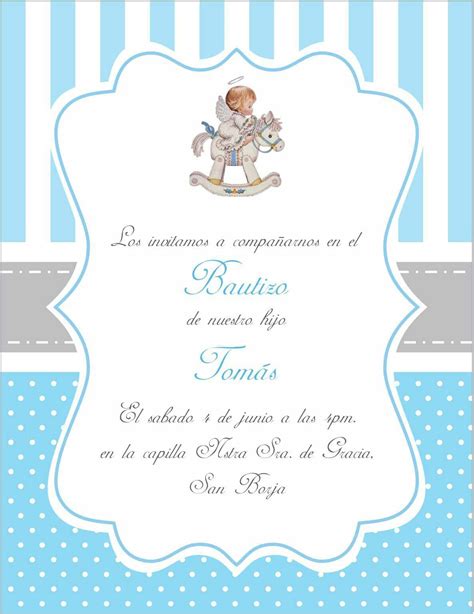 Invitacion Bautizo Bautizo Tomás Baby Angel Carousel Pinterest