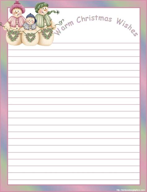 Warm Christmas Wishes Christmas Stationery Lined Writing Paper