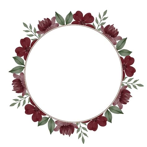 Premium Vector Circle Frame With Maroon Floral Border For Greeting