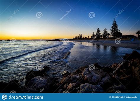 Beach Sunrise Mount Maunganui New Zealand Stock Image Image Of