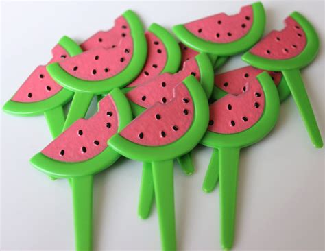 Watermelon Cupcake Topper Picks Set of 15 | Etsy | Watermelon cupcakes, Watermelon, Watermelon party