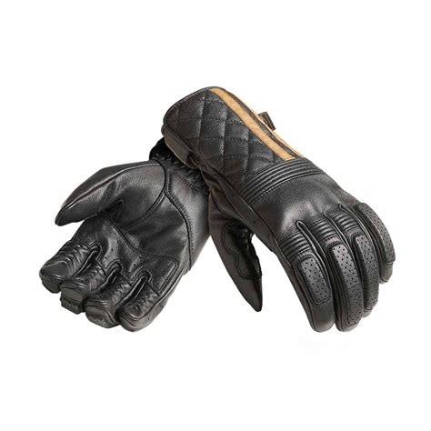 Triumph Sulby Black Gold Leather Motorcycle Gloves MGVS2351 Triumph