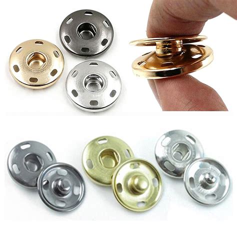 10 Sets Metal Buttons Snap Fastener Press Stud Popper Sew On Sewing