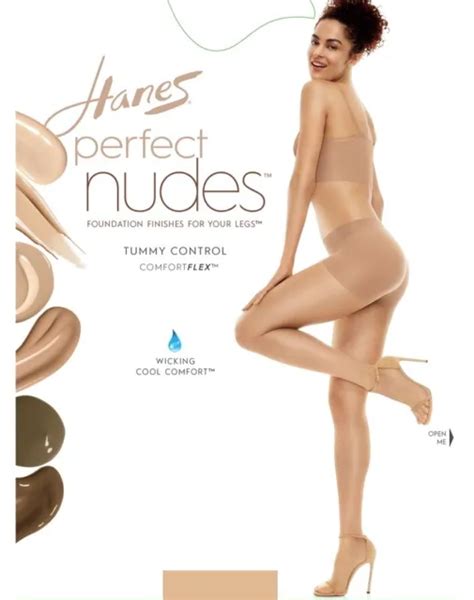 Hanes Perfect Nudes Tummy Control Pantyhose Sheer Transparent Nude
