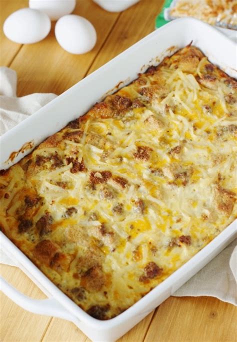 Overnight Sausage Egg And Hash Brown Breakfast Casserole