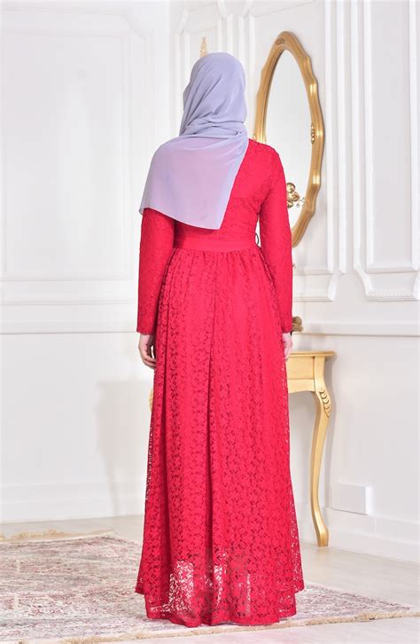 red hijab evening dress 4138 02 sefamerve