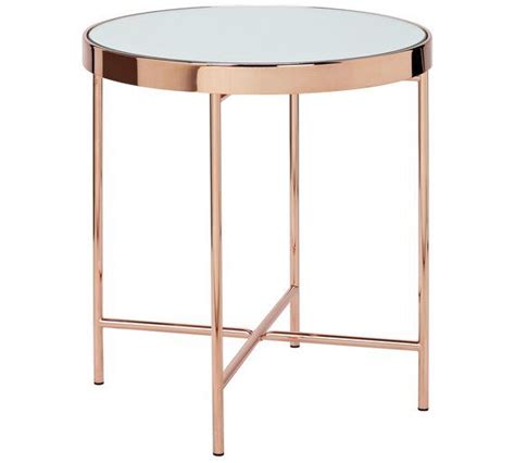 Buy Collection Round Glass Top Side Table Copper Plated At