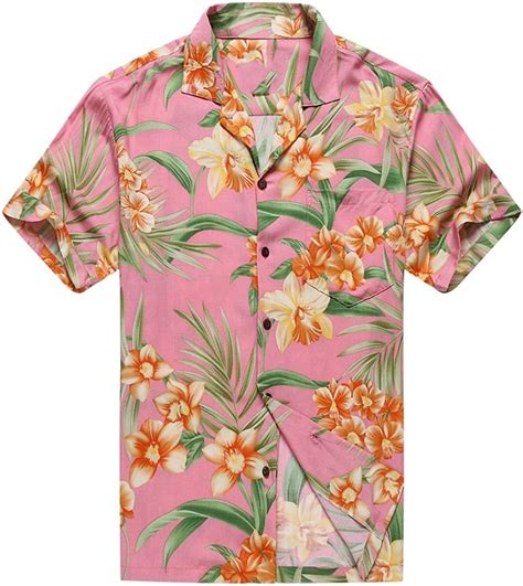 Hecho En Hawaii Camisa Hawaiana De Los Hombres Camisa Hawaiana XL Floral Naranja Con Hojas