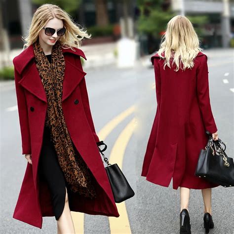 buy fashion designer womens wool cashmere autumn winter coats noble long coat