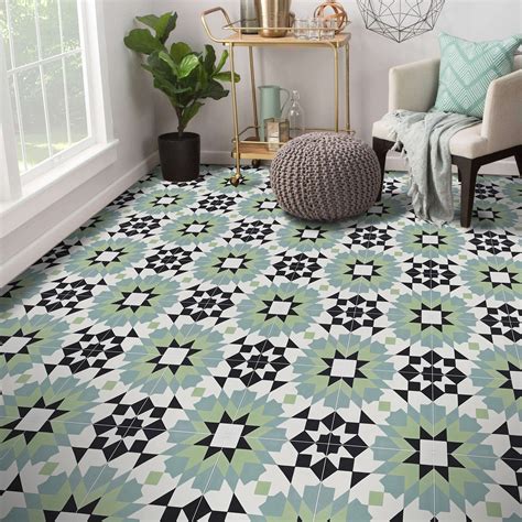 Moroccan Handmade Cement Tile 8inch X 8 Inch Floor And Wall Reno Green