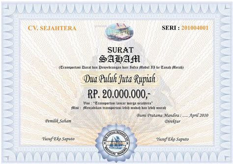 Contoh Surat Berharga Saham - Homecare24
