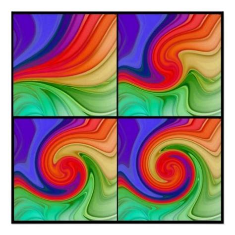 Swirly Rainbow Collage Rainbow Art Abstract Poster Collage Poster
