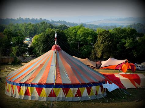 Circus Tent At Night And Curious Child Explores Mystery Of Circus Tent
