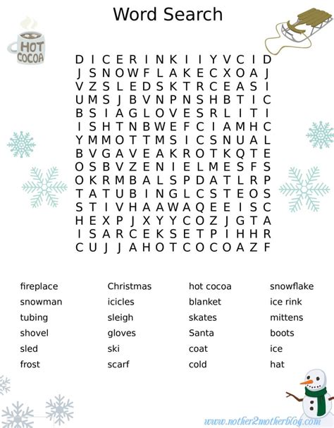 Winter Word Search For Kids Mother 2 Mother Blog
