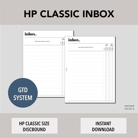 Hp Classic Inbox Printable Planner Insert Brain Dump Insert Etsy
