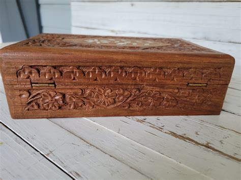 wooden decorative box intricately carved wooden storage etsy