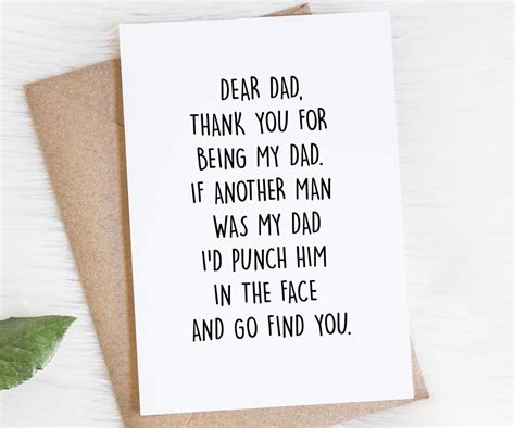 Funny Dad Birthday Card Dear Dad Fathers Day Humor Gag T Etsy In