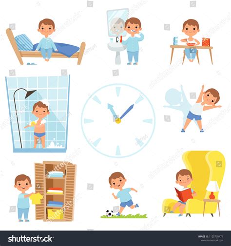 Daily Routine Kids Making Various Cases Stock Vector Royalty Free