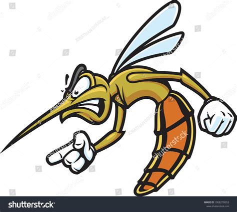 Vectorized Hand Drawn Angry Mosquito Stock Vector Royalty Free