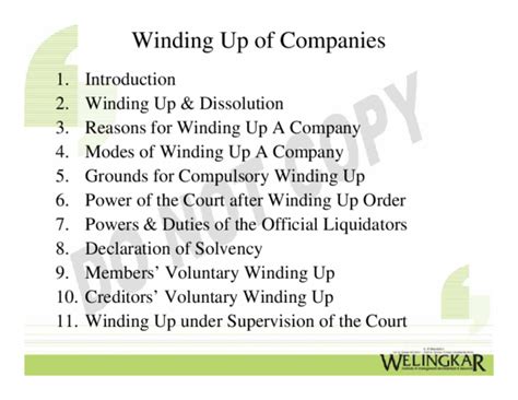 Winding Up In Company Law Laws For Winding Up Of A Company Under