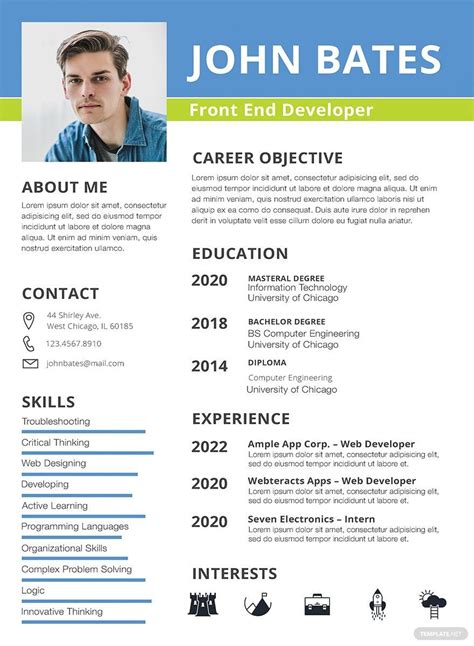 One Page Resume Templates Design Free Download