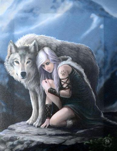 Protector Canvas Art Print By Anne Stokes Werewolf Girl Anne Stokes Fantasy Wolf