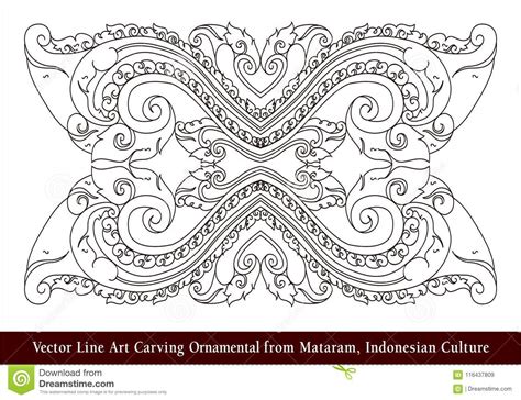 Vector Line Art Carving Ornamental From Mataram Indonesian Culture