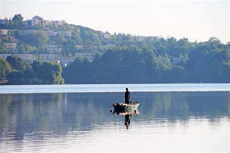 Hd Wallpaper Silent Lake Morning Calm Angler Fishing Boat Leisure