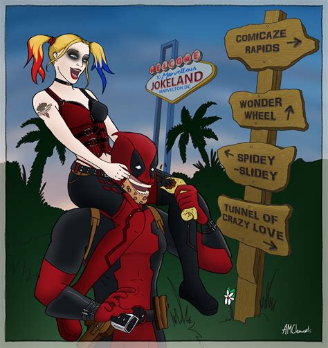 Deadpool And Harley Quinn Crazy Love By Diamondaxe On
