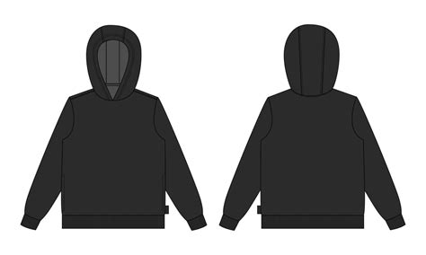 Long Sleeve Hoodie Technical Fashion Flat Sketch Vector Illustration