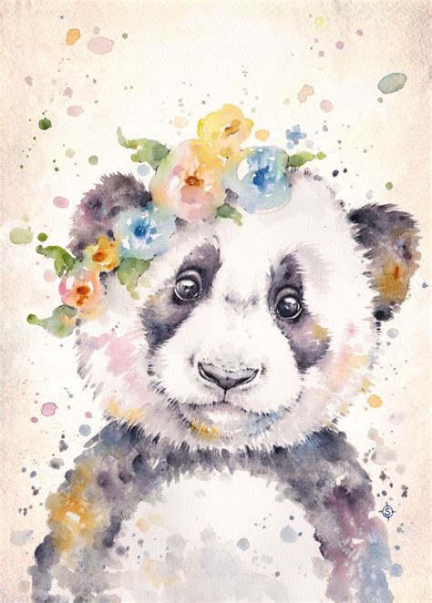 Little Panda Water Colour Art Poster By Sillier Than Sally