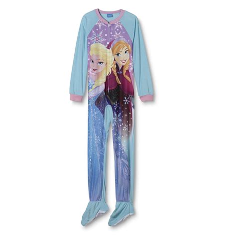 Disney Frozen Girl S Fleece One Piece Pajamas Elsa And Anna Shop