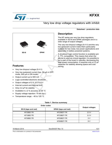 Datasheet Stmicroelectronics