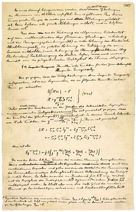 Page Of Albert Einsteins Paper On The General Theory Of Relativity