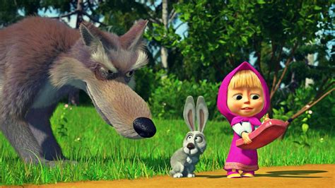 download masha and the bear big bad wolf wallpaper