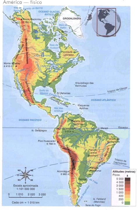 Mapa De America Mapa Físico Geográfico Político Turístico Y