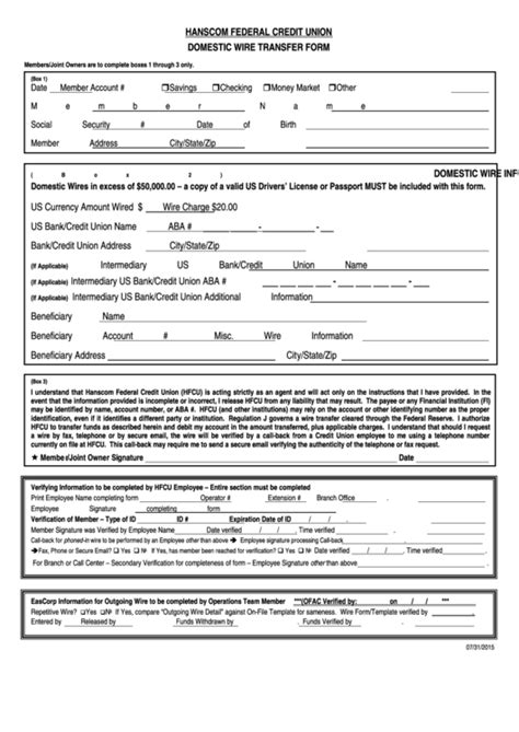 Check spelling or type a new query. Fillable Hanscom Federal Credit Union Domestic Wire Transfer Form printable pdf download