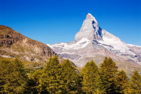 Great Panorama With Famous Peak Matterhorn Location Place Swis Stock