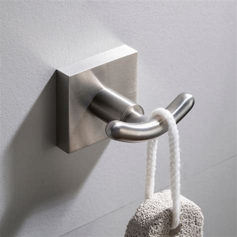 Kraus Ventus Brushed Nickel Double Hook Wall Mount Towel Hook In The