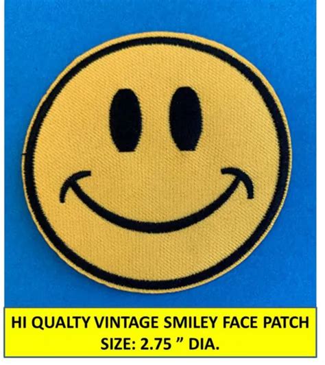 Yellow Smiley Face Emoji Vintage Embroidered Patch Iron Onsew On 2