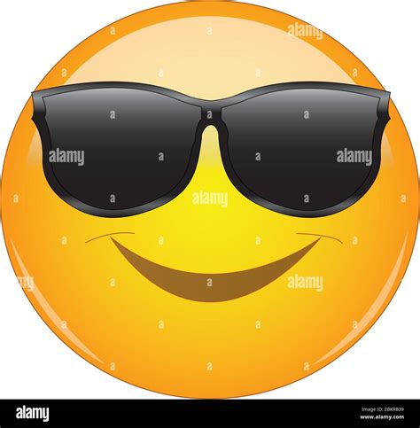 Emoji Fresco En Tonos Emoticono Cara Sonriente Amarillo Con Gafas De