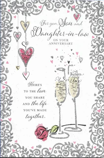 SON AND DAUGHTER In Law Anniversary Greeting Card 9 X6 Nice Verse 2