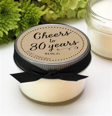 30th Birthday Party Favors Cheers Design Soy Candle Favor Etsy
