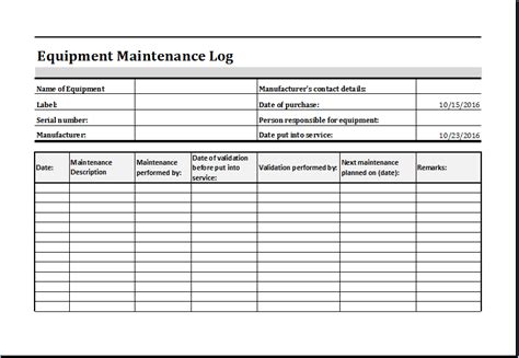 Concrete pour inspector's checklist date: Equipment Inventory Template | Checklist template, Worksheet template, Excel templates