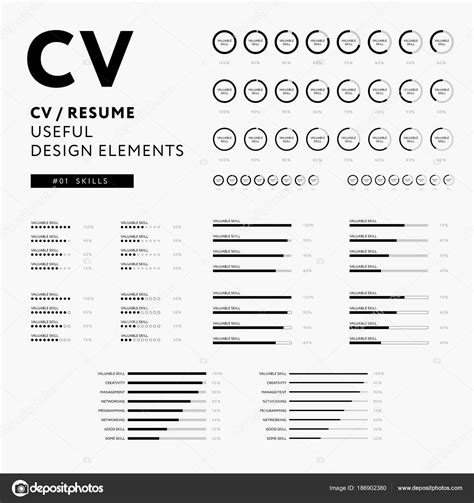 Cv Resume Design Elements Set Skills Icons Minimal Vector Bl Stock