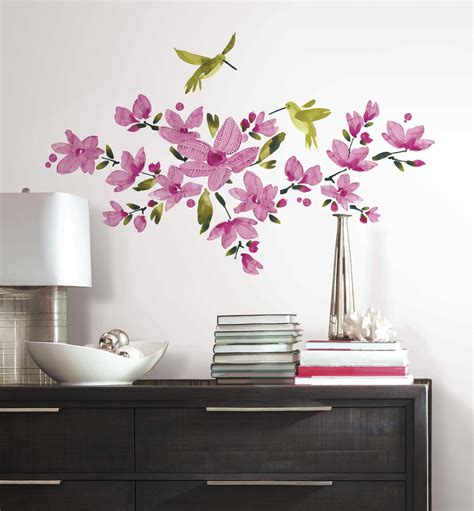 Pink Flowering Vine Peel And Stick Wall Decals
