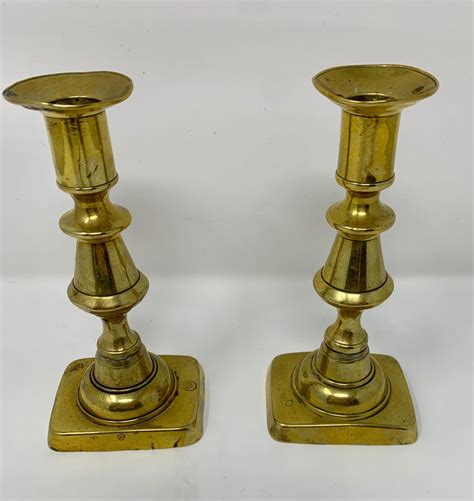 Pair Of Antique English Miniature Brass Candlesticks Circa 1880 For Sale At 1stdibs