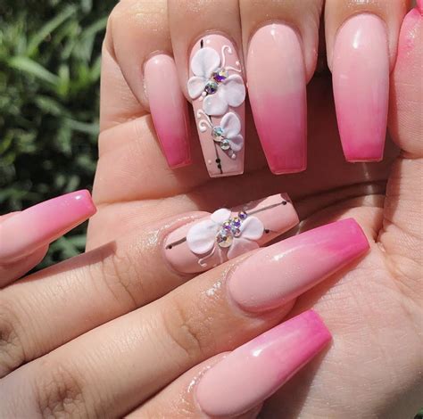 Medium Coffin Nails, Pink & Hot Pink Ombré with 3D ... This nail trend is drop 31 ideas nails acrylic coffin pink posts.