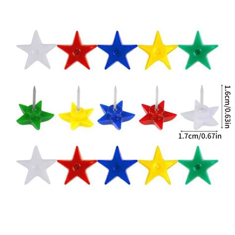 Pack Of Colorful Drawing Push Pins Map Tacks Drawing Pins Star Pins